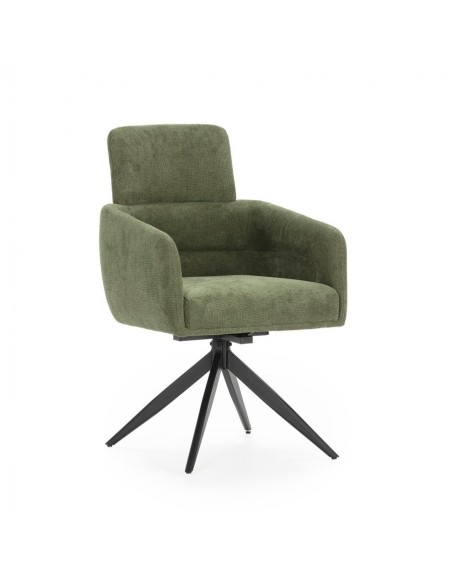 Silla giratoria con brazos de diseño AIXA, tejido y metal negro