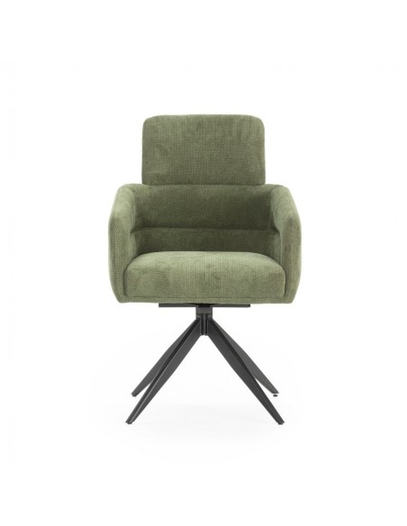 Silla giratoria con brazos de diseño AIXA, tejido y metal negro