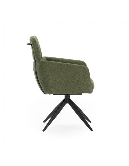 Silla giratoria con brazos de diseño AIXA, tejido y metal negro