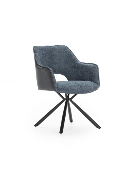 Silla con brazos de diseño MARIEL, tejido combinado con piel sintética