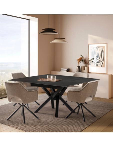 Silla con brazos de diseño MARIEL, tejido combinado con piel sintética