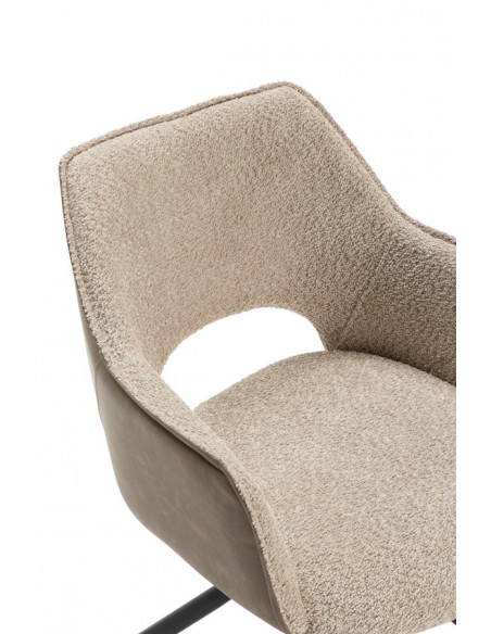 Cadeira com braços design MARIEL, tecido combinado com couro sintético