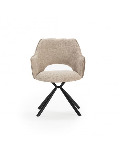 Cadeira com braços design MARIEL, tecido combinado com couro sintético