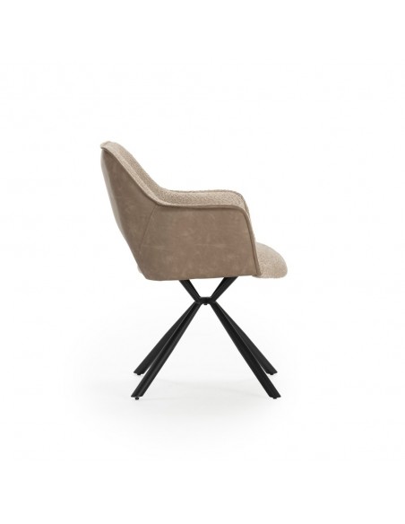Silla con brazos de diseño MARIEL, tejido combinado con piel sintética