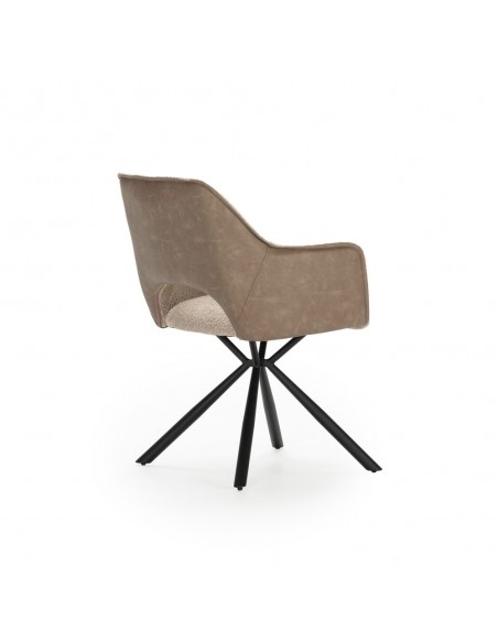 Silla con brazos de diseño MARIEL, tejido combinado con piel sintética