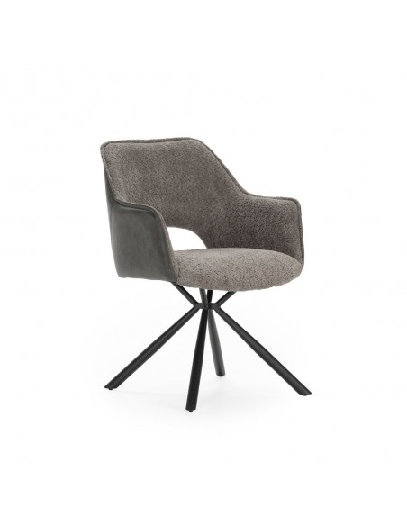 Silla con brazos de diseño MARIEL, tejido combinado con piel sintética