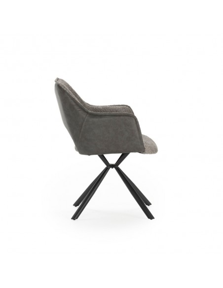 Silla con brazos de diseño MARIEL, tejido combinado con piel sintética