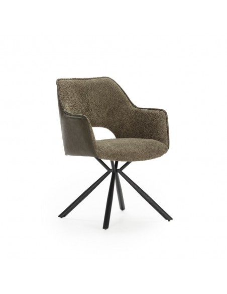Silla con brazos de diseño MARIEL, tejido combinado con piel sintética