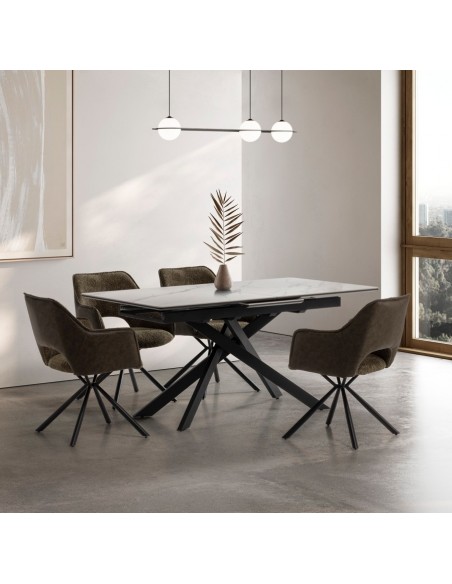 Silla con brazos de diseño MARIEL, tejido combinado con piel sintética