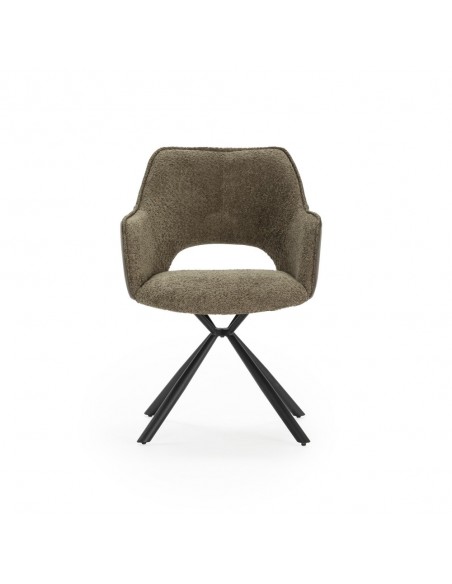 Silla con brazos de diseño MARIEL, tejido combinado con piel sintética