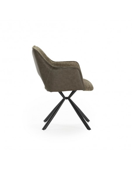 Silla con brazos de diseño MARIEL, tejido combinado con piel sintética
