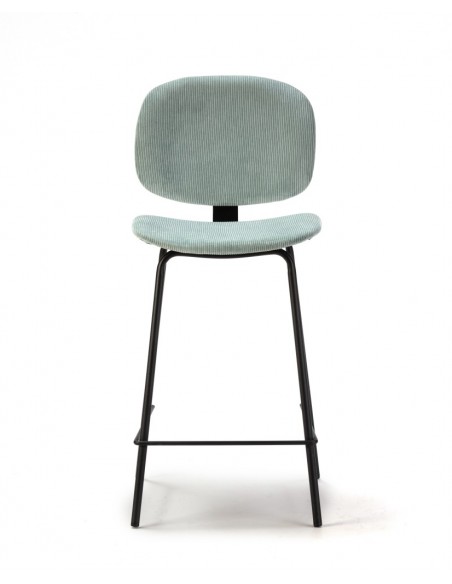 Taburete de estilo retro ARUS 65, tejido pana y metal negro