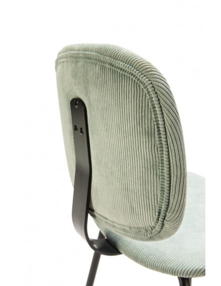 Taburete de estilo retro ARUS 65, tejido pana y metal negro