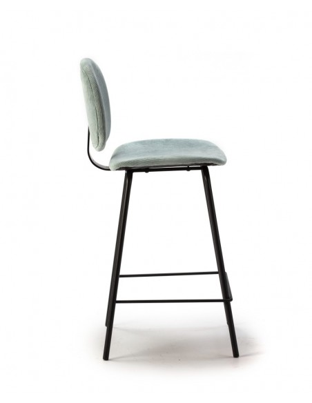 Taburete de estilo retro ARUS 65, tejido pana y metal negro