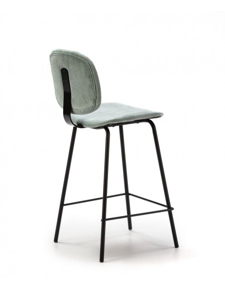 Banqueta estilo retro ARUS 65 tecido veludo cotelê e metal preto