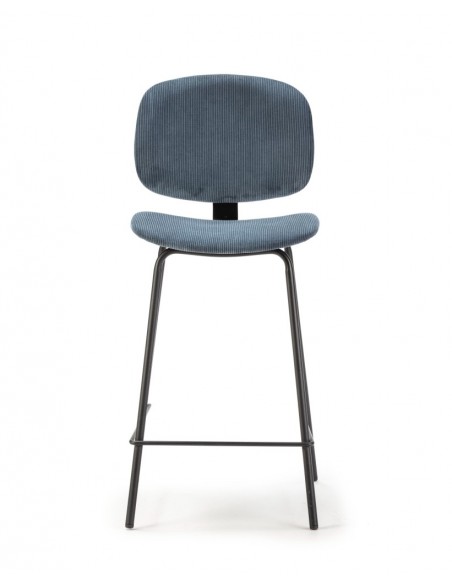 Taburete de estilo retro ARUS 65, tejido pana y metal negro