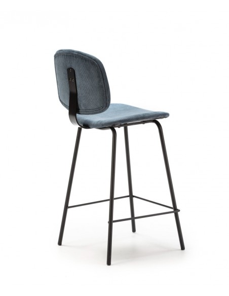 Banqueta estilo retro ARUS 65 tecido veludo cotelê e metal preto