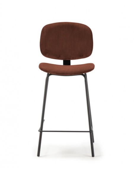 Banqueta estilo retro ARUS 65 tecido veludo cotelê e metal preto