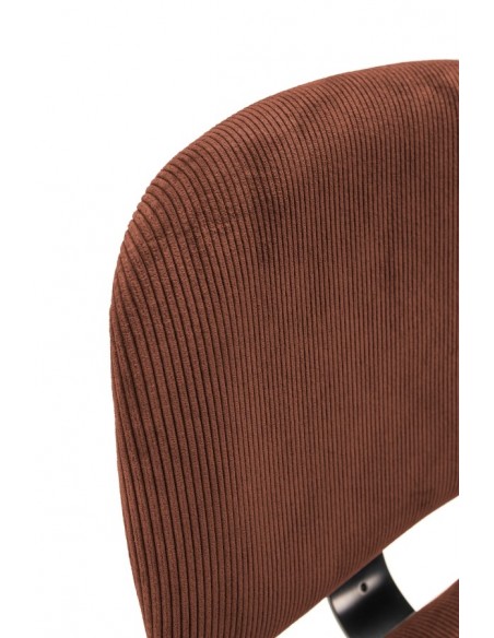 Banqueta estilo retro ARUS 65 tecido veludo cotelê e metal preto