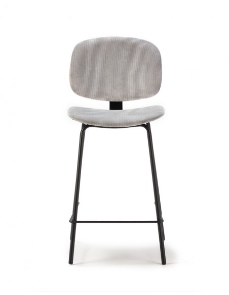 Banqueta estilo retro ARUS 65 tecido veludo cotelê e metal preto