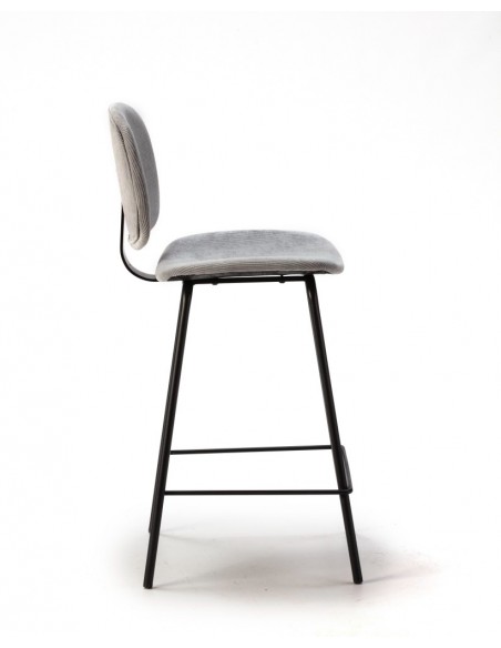 Taburete de estilo retro ARUS 65, tejido pana y metal negro