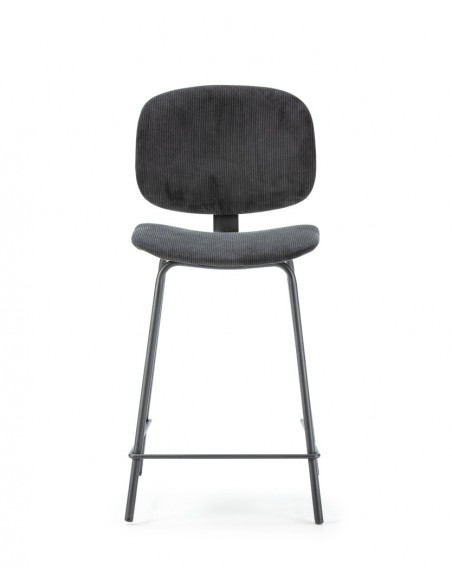 Banqueta estilo retro ARUS 65 tecido veludo cotelê e metal preto