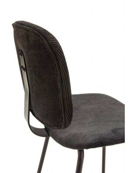 Banqueta estilo retro ARUS 65 tecido veludo cotelê e metal preto