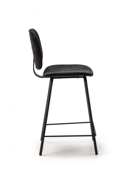 Banqueta estilo retro ARUS 65 tecido veludo cotelê e metal preto