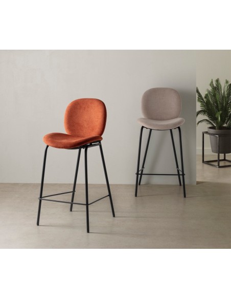 Banqueta CORI de design moderno 66 em tecido e metal preto