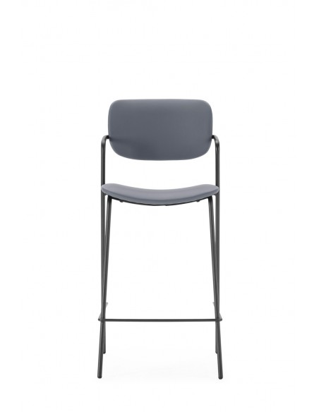 Taburete moderno MAURYN 66 de piel sintética y metal negro