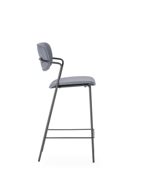 Banqueta moderna MAURYN 66 em couro sintético e metal preto