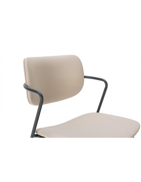 Banqueta moderna MAURYN 66 em couro sintético e metal preto