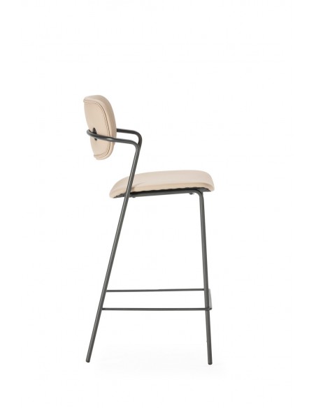 Taburete moderno MAURYN 66 de piel sintética y metal negro