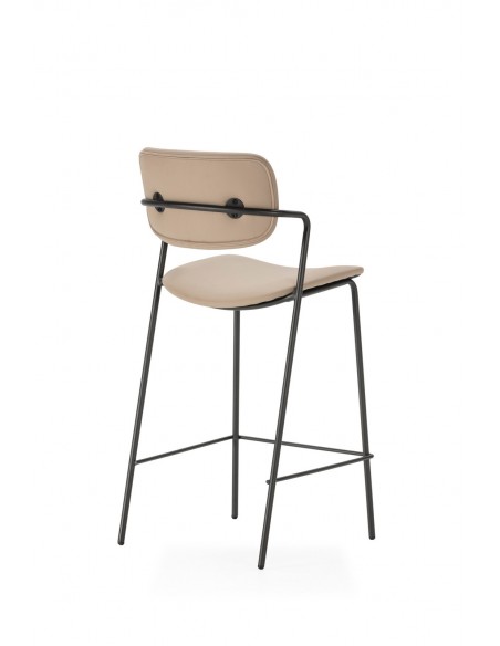 Taburete moderno MAURYN 66 de piel sintética y metal negro