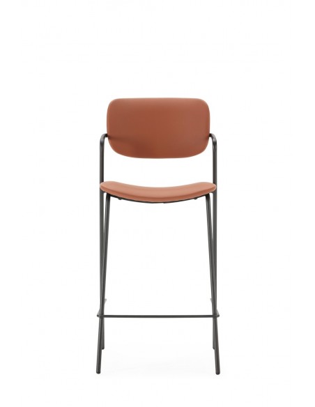 Taburete moderno MAURYN 66 de piel sintética y metal negro