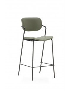 Taburete moderno MAURYN 66 de piel sintética y metal negro