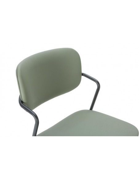 Banqueta moderna MAURYN 66 em couro sintético e metal preto