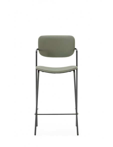 Taburete moderno MAURYN 66 de piel sintética y metal negro