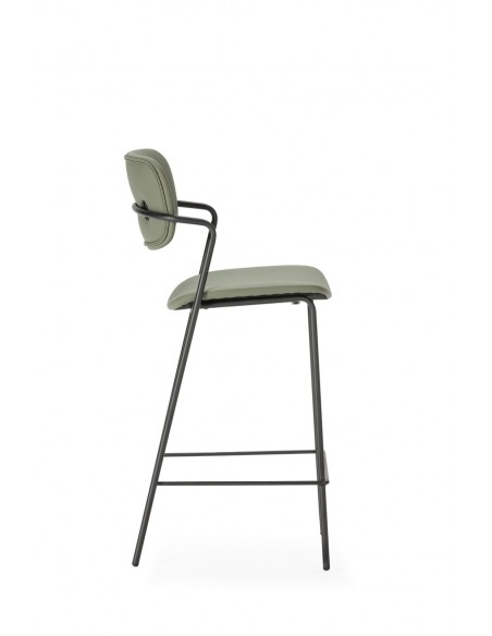 Taburete moderno MAURYN 66 de piel sintética y metal negro