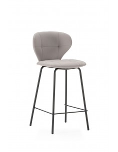 Taburete de diseño MAURA 66, piel sintética y metal negro