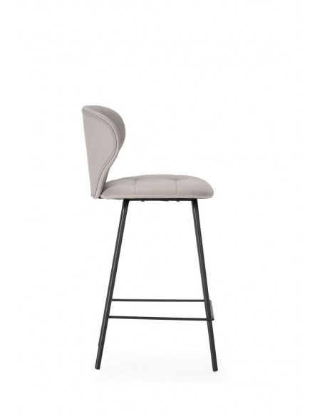 Taburete de diseño MAURA 66, piel sintética y metal negro