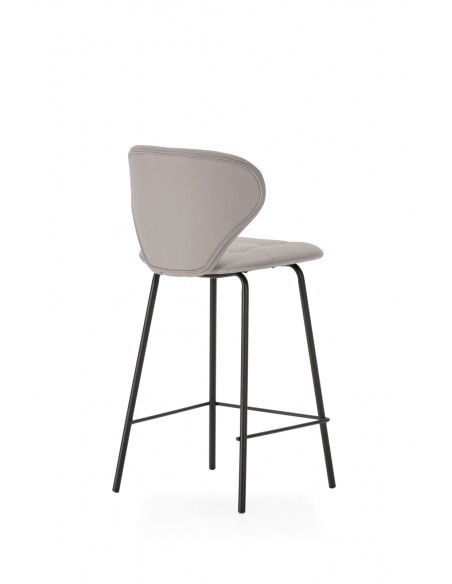 Taburete de diseño MAURA 66, piel sintética y metal negro