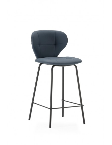 Banqueta design MAURA, couro sintético e metal preto