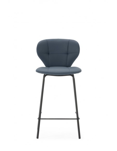 Taburete de diseño MAURA 66, piel sintética y metal negro