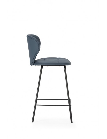 Banqueta design MAURA, couro sintético e metal preto