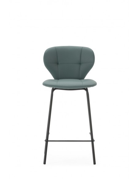 Taburete de diseño MAURA 66, piel sintética y metal negro