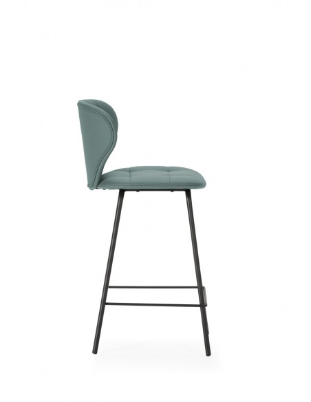 Taburete de diseño MAURA 66, piel sintética y metal negro