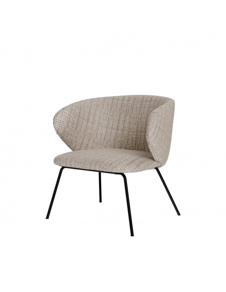 Poltrona design ANCONA, tecido bora e metal preto