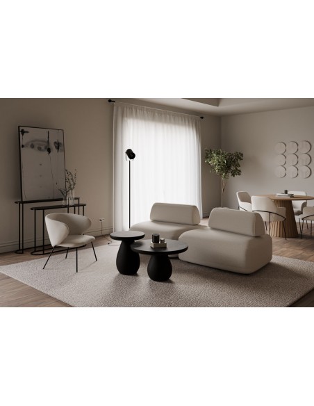 Poltrona design ANCONA, tecido bora e metal preto