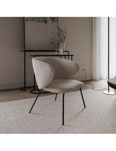 Butaca de diseño ANCONA, tejido bora y metal negro